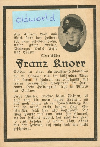 Wk2 sterbebild deathcard - wk2,